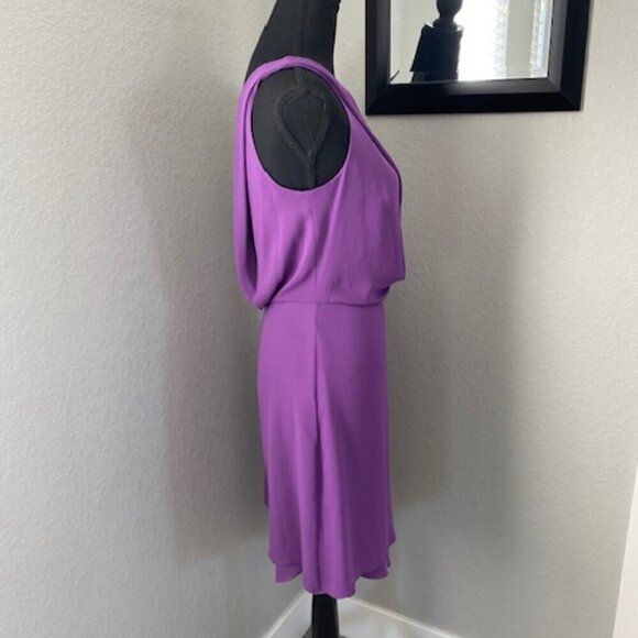 BCBG MAXAZRIA Somara One-Shouldered Asymmetrical Chiffon Purple Dress Sz 6 - Picture 6 of 14